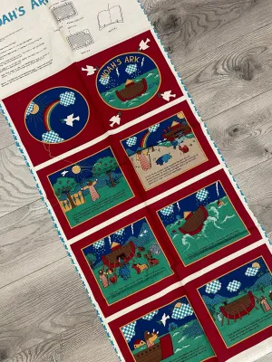 1995 Quilting Cotton Soft Book Panel Vintage - Noah's Ark