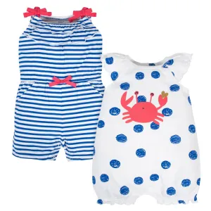 2-Pack Baby Girls Crab Rompers