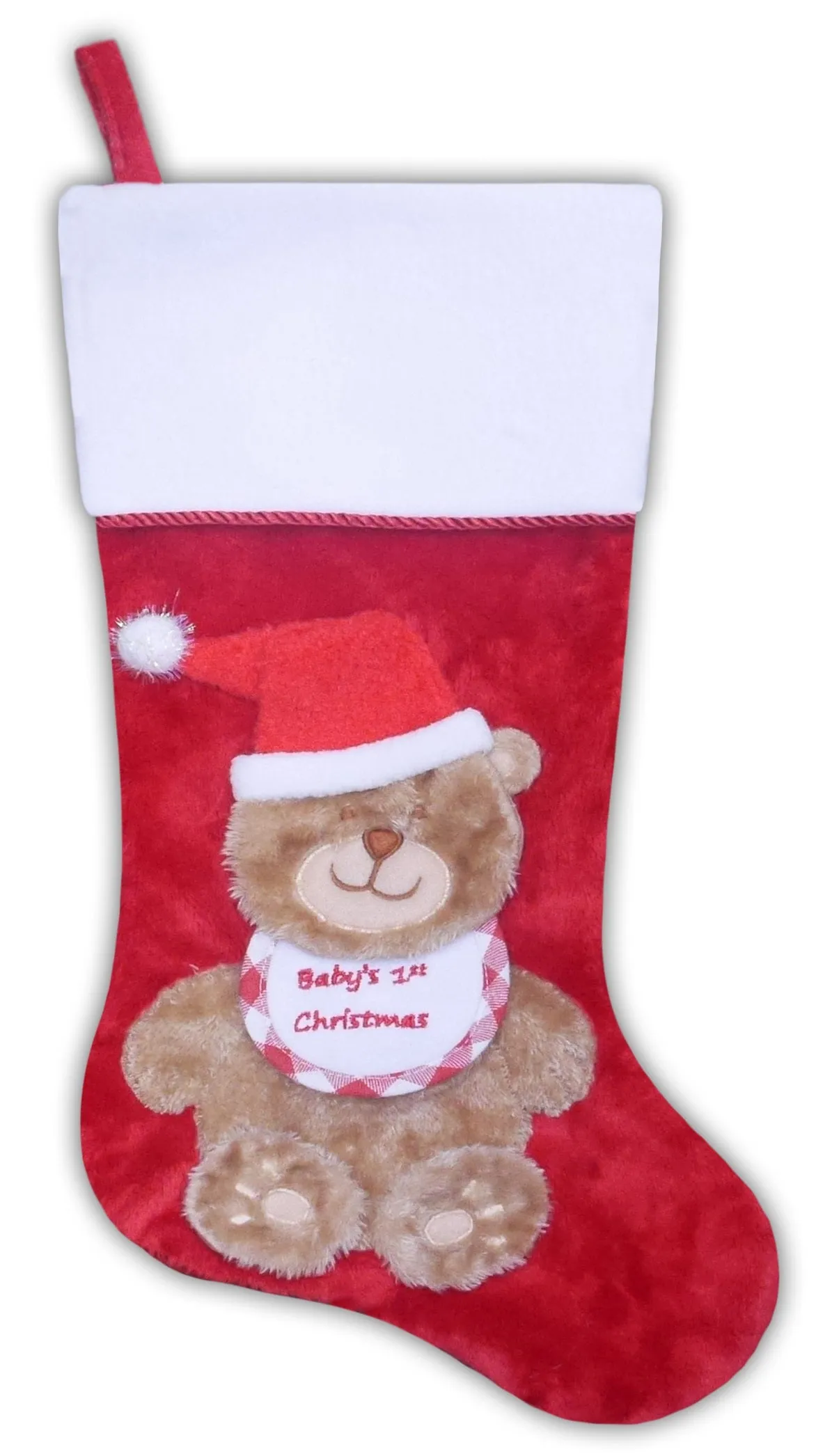 Adorable 20.5-Inch Brown Bear Babys First Christmas Stocking - Perfect Keepsake for Holiday Memories