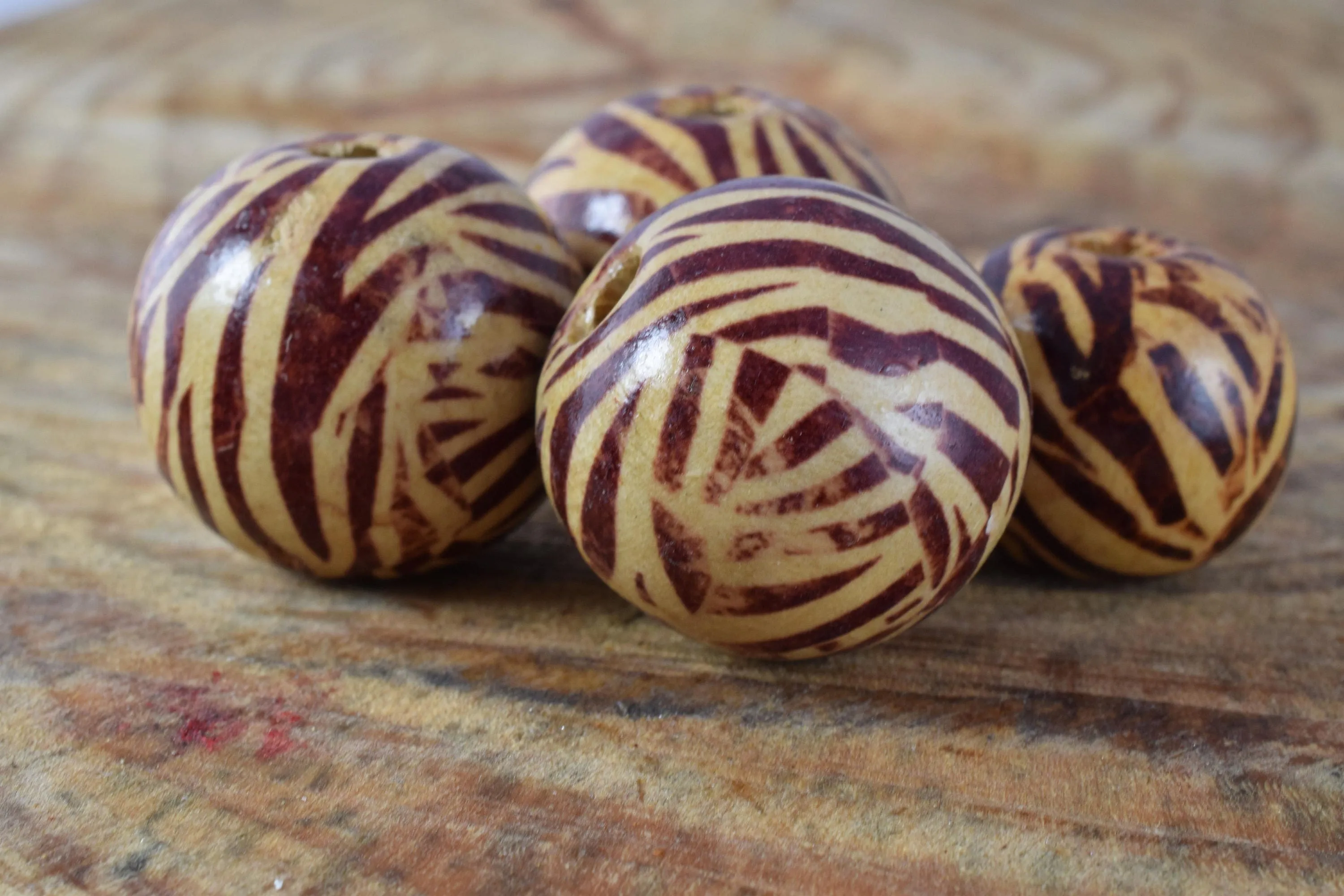 21mm/25mm Zebra Striped Brown Natural Wooden Beads/ Wholesale Beads/Craft Supplies/Tools  Beads/Natural Wood/Recycled Wood Beads