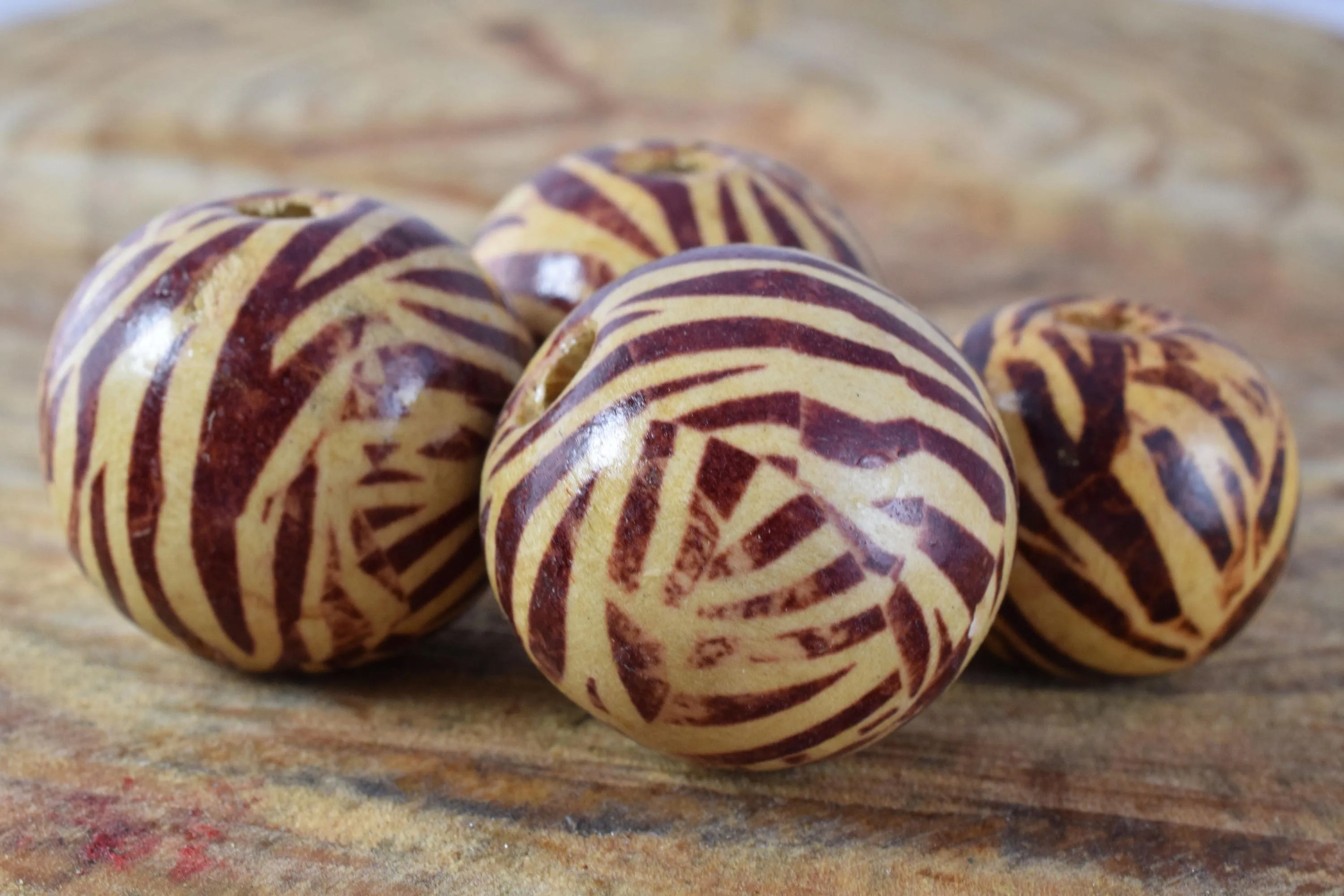 21mm/25mm Zebra Striped Brown Natural Wooden Beads/ Wholesale Beads/Craft Supplies/Tools  Beads/Natural Wood/Recycled Wood Beads