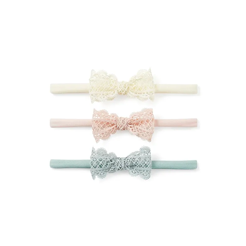 3-PACK LACEY BOWS HEADBANDS