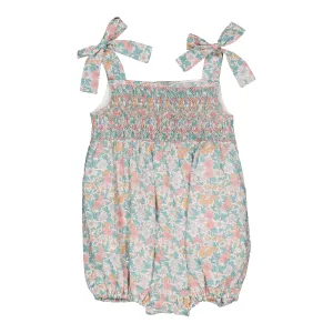 32033A-FRANCIME SMOCKED ROMPER-Flowery Meadow Pink