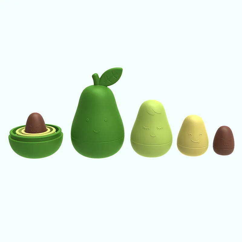 4 PCS Silicon Avocado - Stack Toy Set for Babies