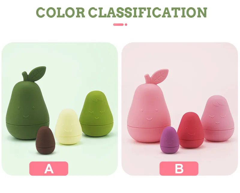 4 PCS Silicon Avocado - Stack Toy Set for Babies