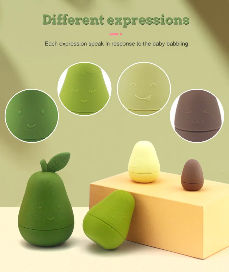 4 PCS Silicon Avocado - Stack Toy Set for Babies