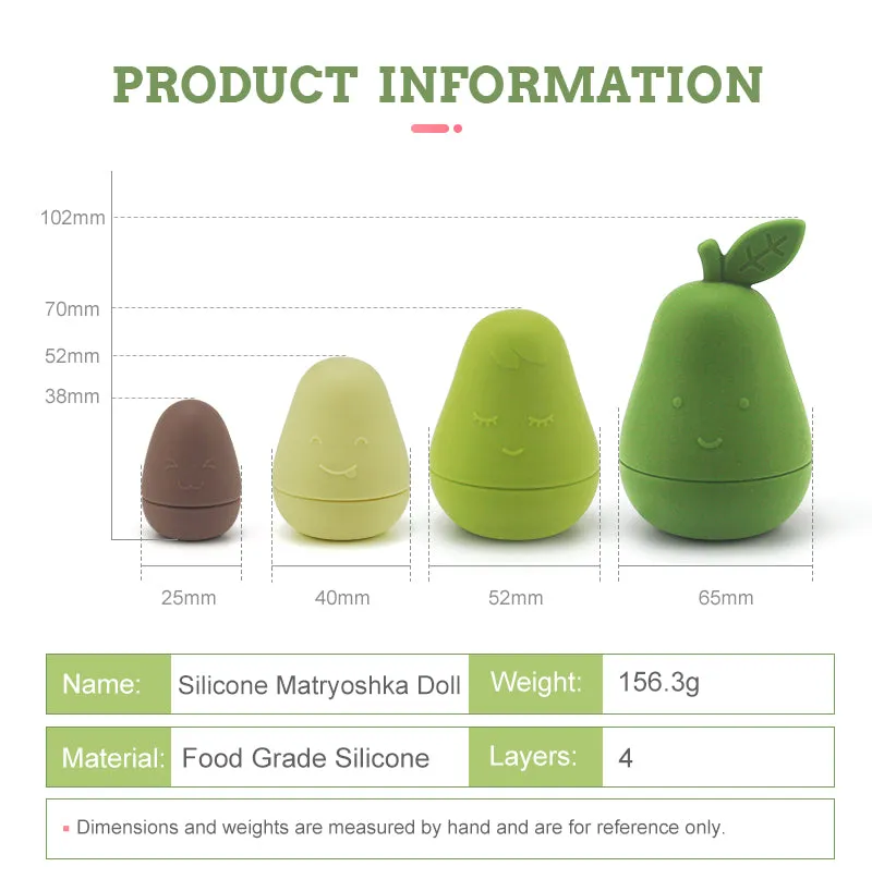 4 PCS Silicon Avocado - Stack Toy Set for Babies