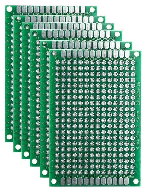 6 Pack Double Sided PCB Prototype Board, 4 x 6 cm with 280 holes