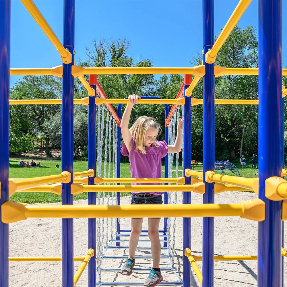 ActivPlay Modular Jungle Gym with Saucer Swing, Arched Ladder Climber and Hanging Bridge Kit