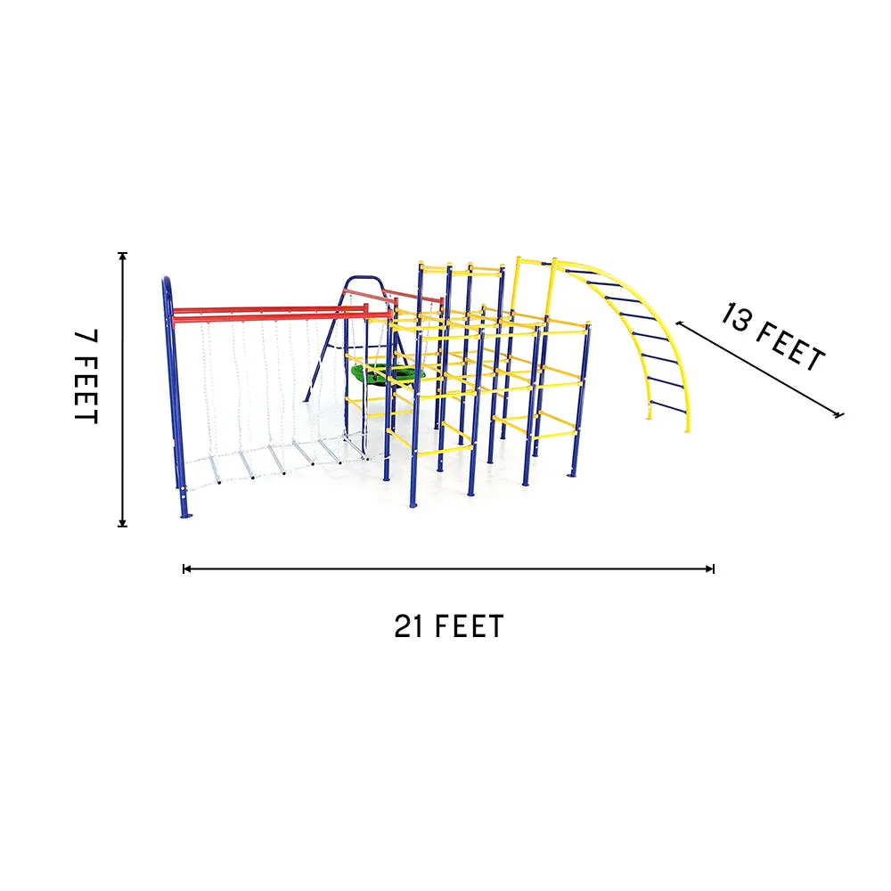 ActivPlay Modular Jungle Gym with Saucer Swing, Arched Ladder Climber and Hanging Bridge Kit