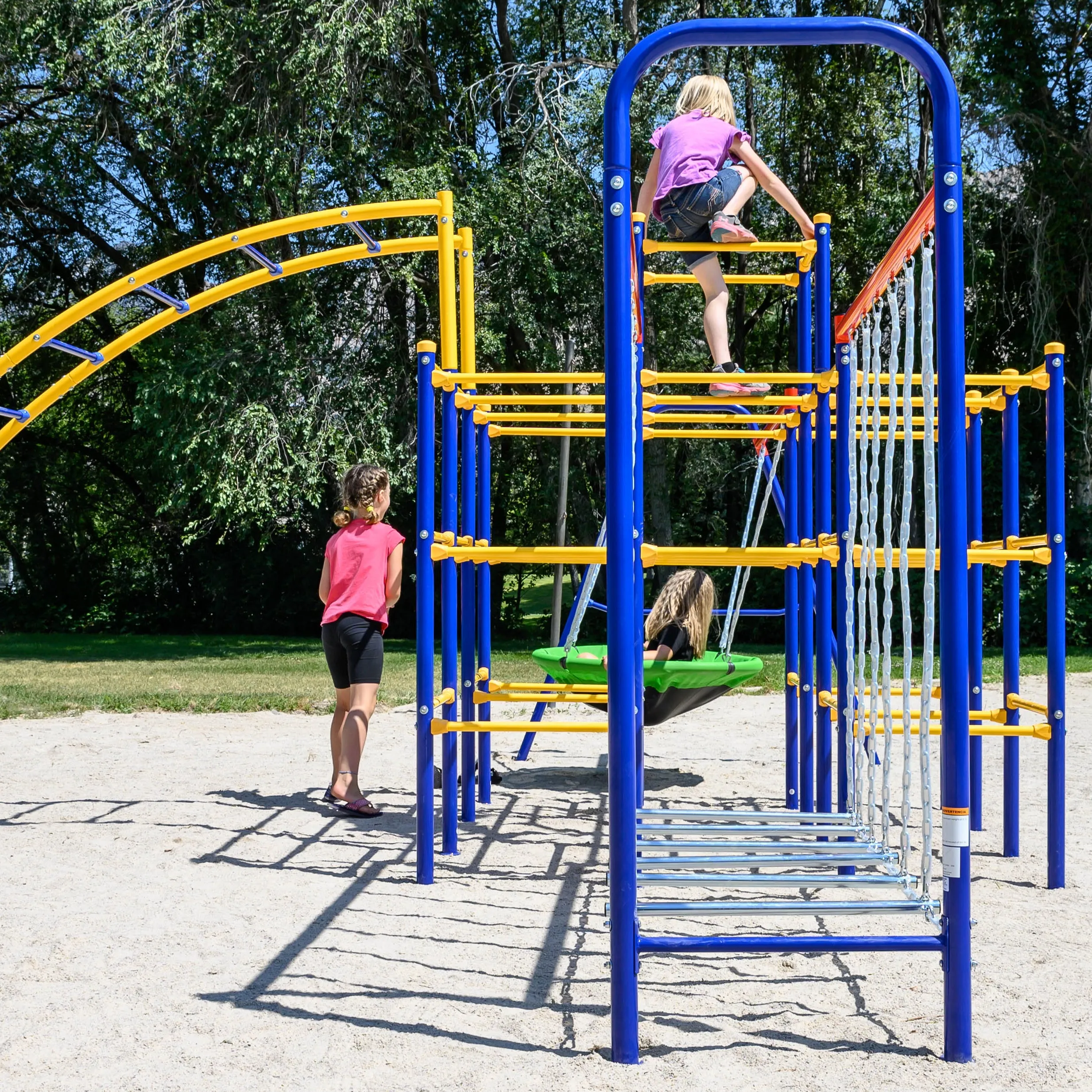 ActivPlay Modular Jungle Gym with Saucer Swing, Arched Ladder Climber and Hanging Bridge Kit