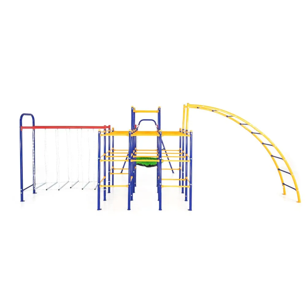 ActivPlay Modular Jungle Gym with Saucer Swing, Arched Ladder Climber and Hanging Bridge Kit