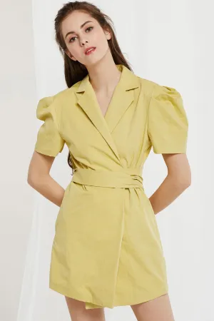 Adalee Puff Sleeve Tie Waist Romper