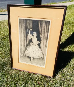 Antique Artist Signed Fred Program Black & White The Actress Woman Original Art