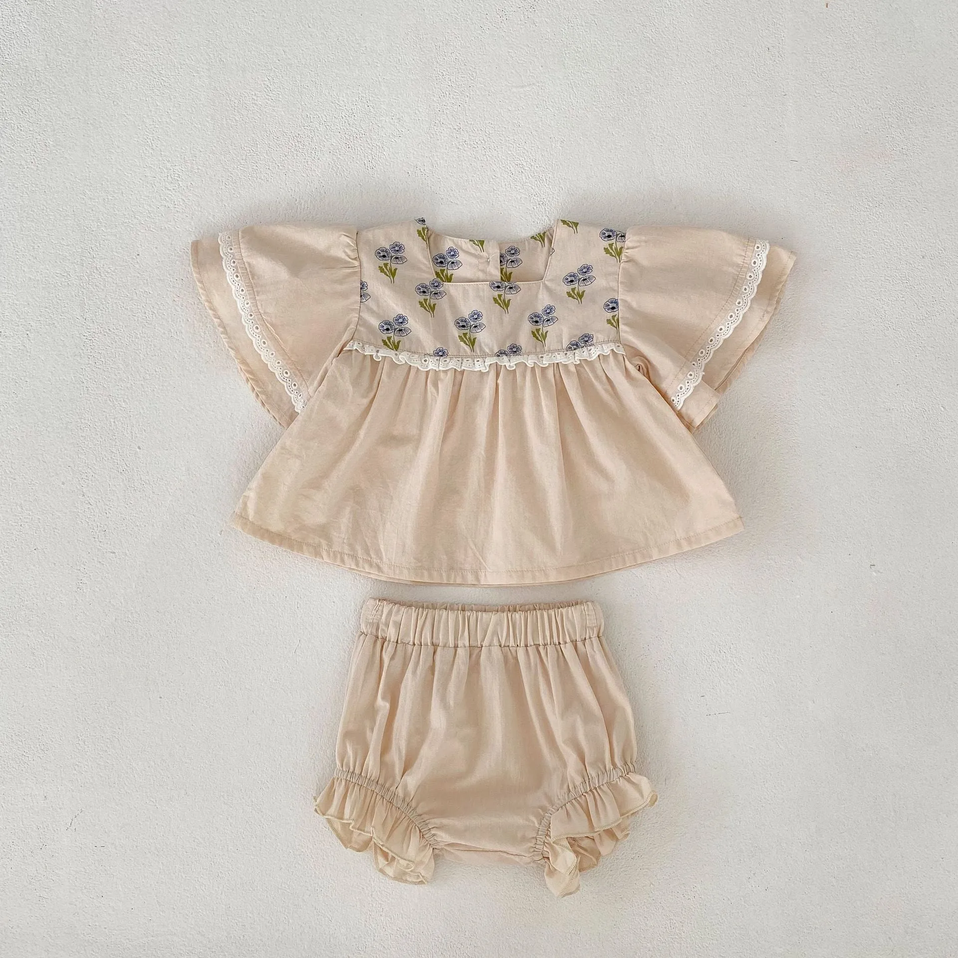 Apricot Lace Baby Blouse & Bloomers Set