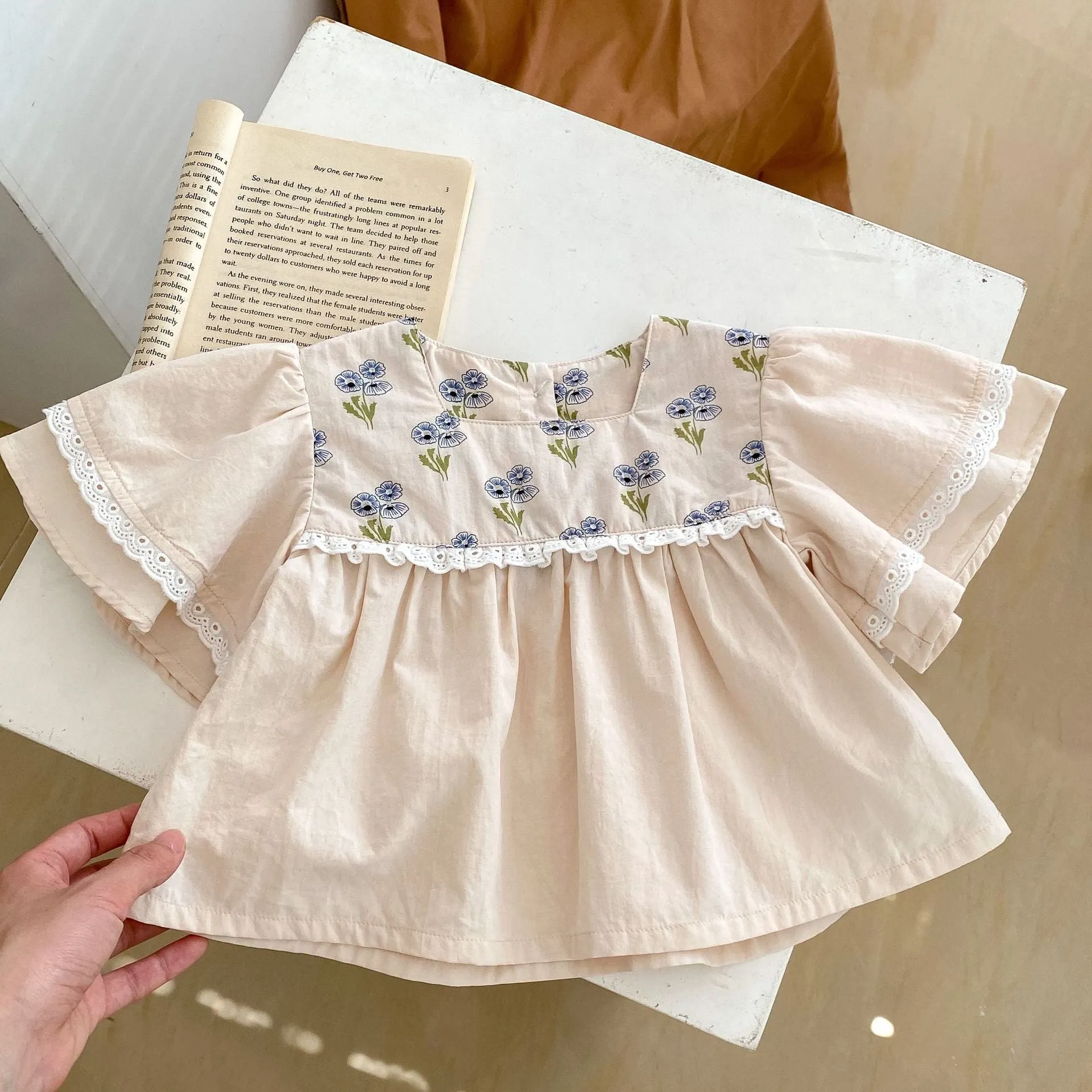 Apricot Lace Baby Blouse & Bloomers Set