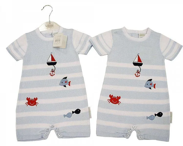 Baby Boys Knitted Cotton Romper - Sailor - NB/6M - (BIS-2097-1843)