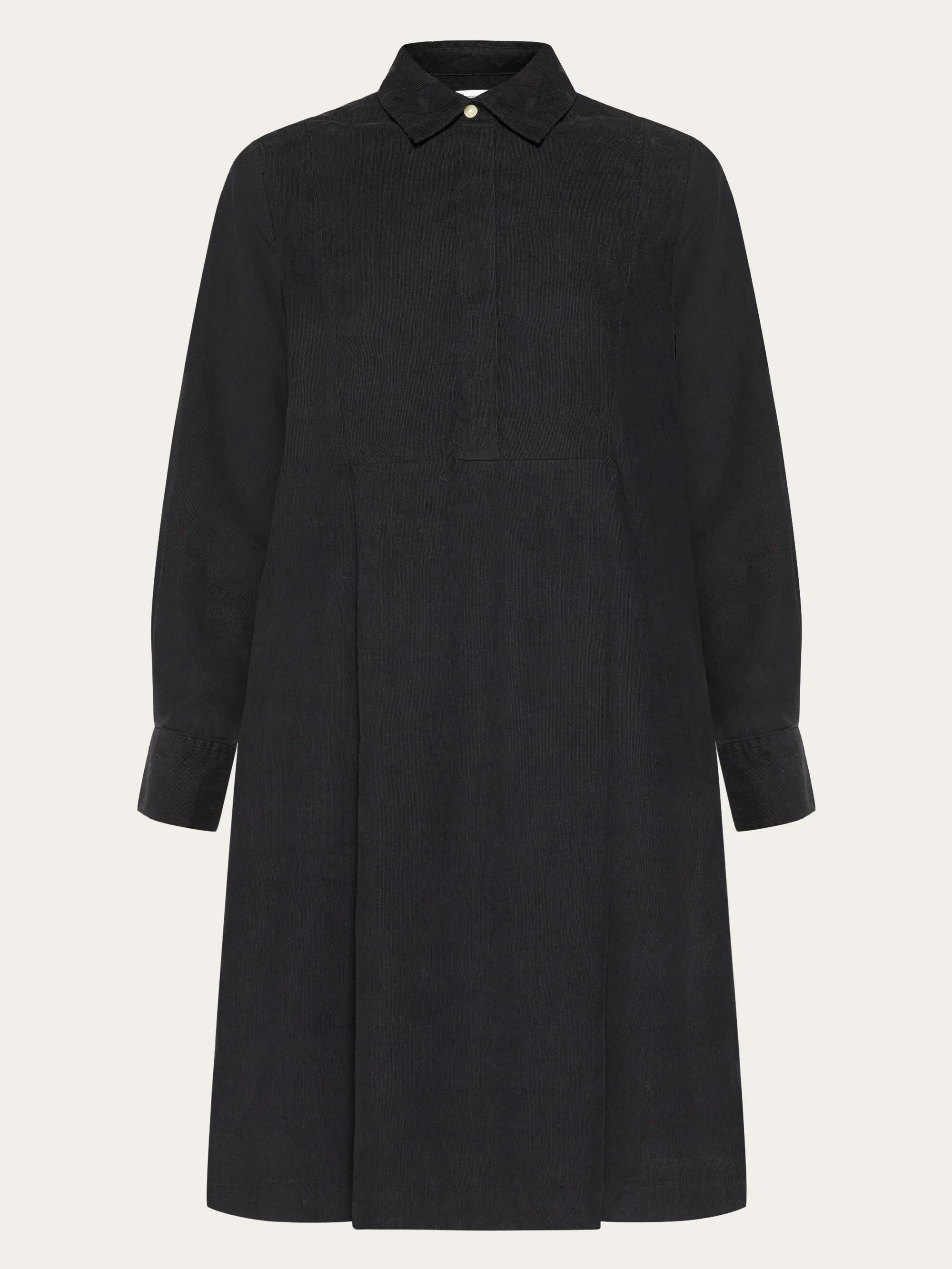 Baby corduroy mid length shirt dress - GOTS/Vegan - Black Jet