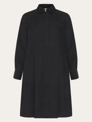 Baby corduroy mid length shirt dress - GOTS/Vegan - Black Jet