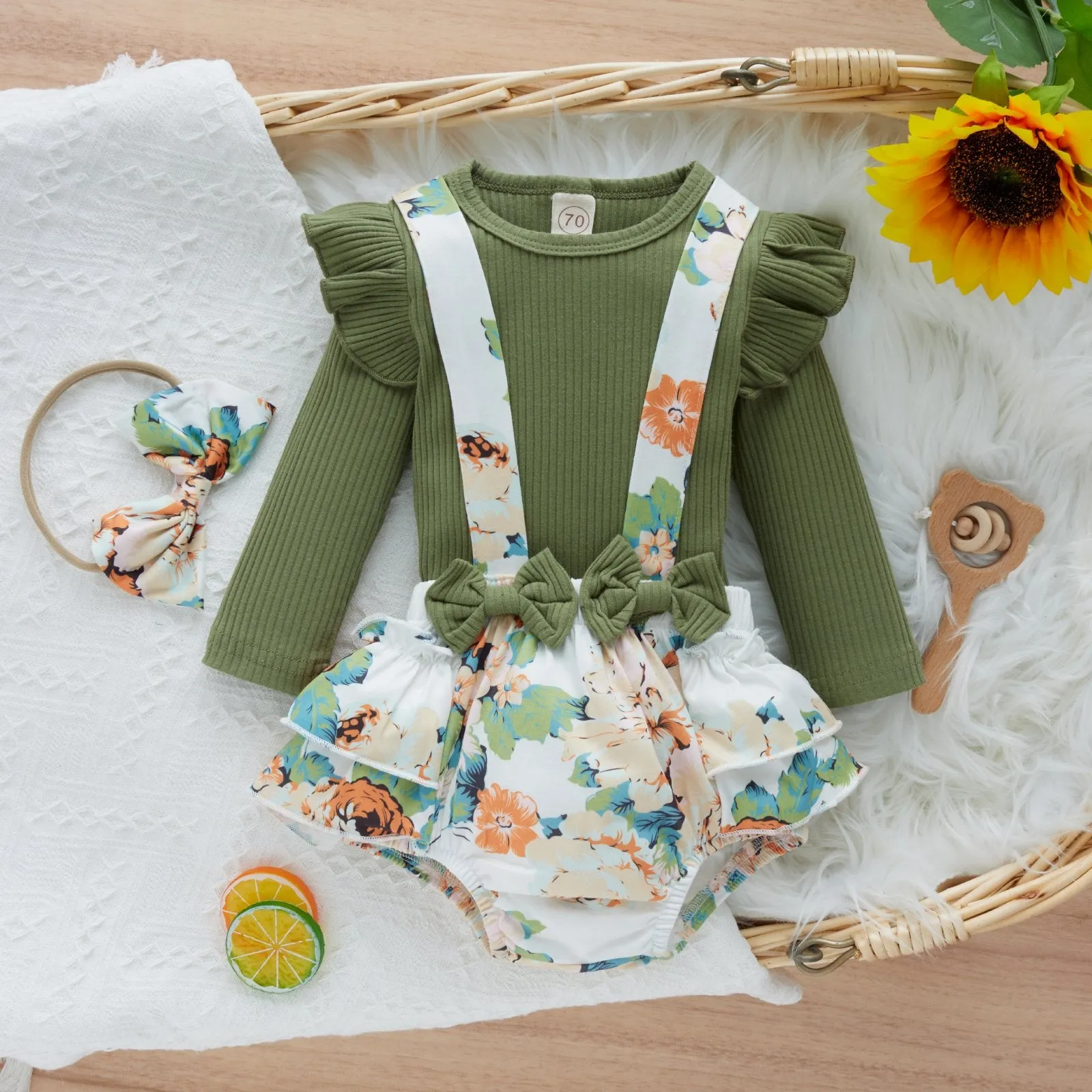 Baby Girl Floral Bow Suit