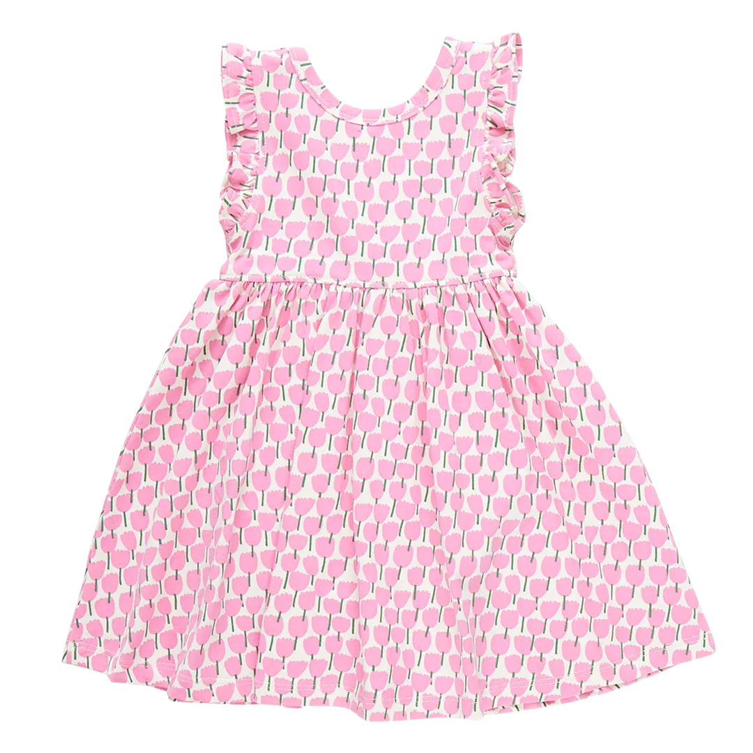 Baby Girls Organic Kelsey Dress - Pink Tulips