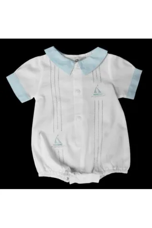 Baby White Romper with Sailboats