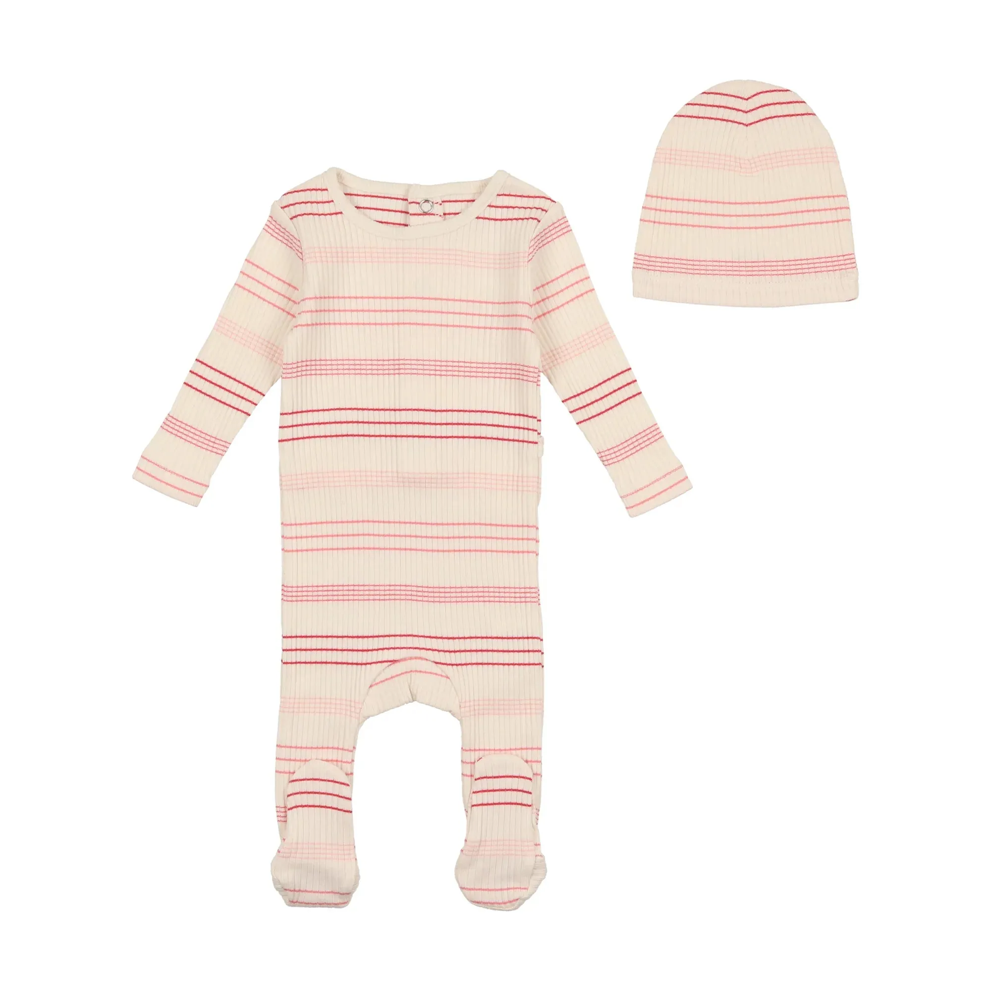 Bee & Dee Pink Stripe Footie   Beanie