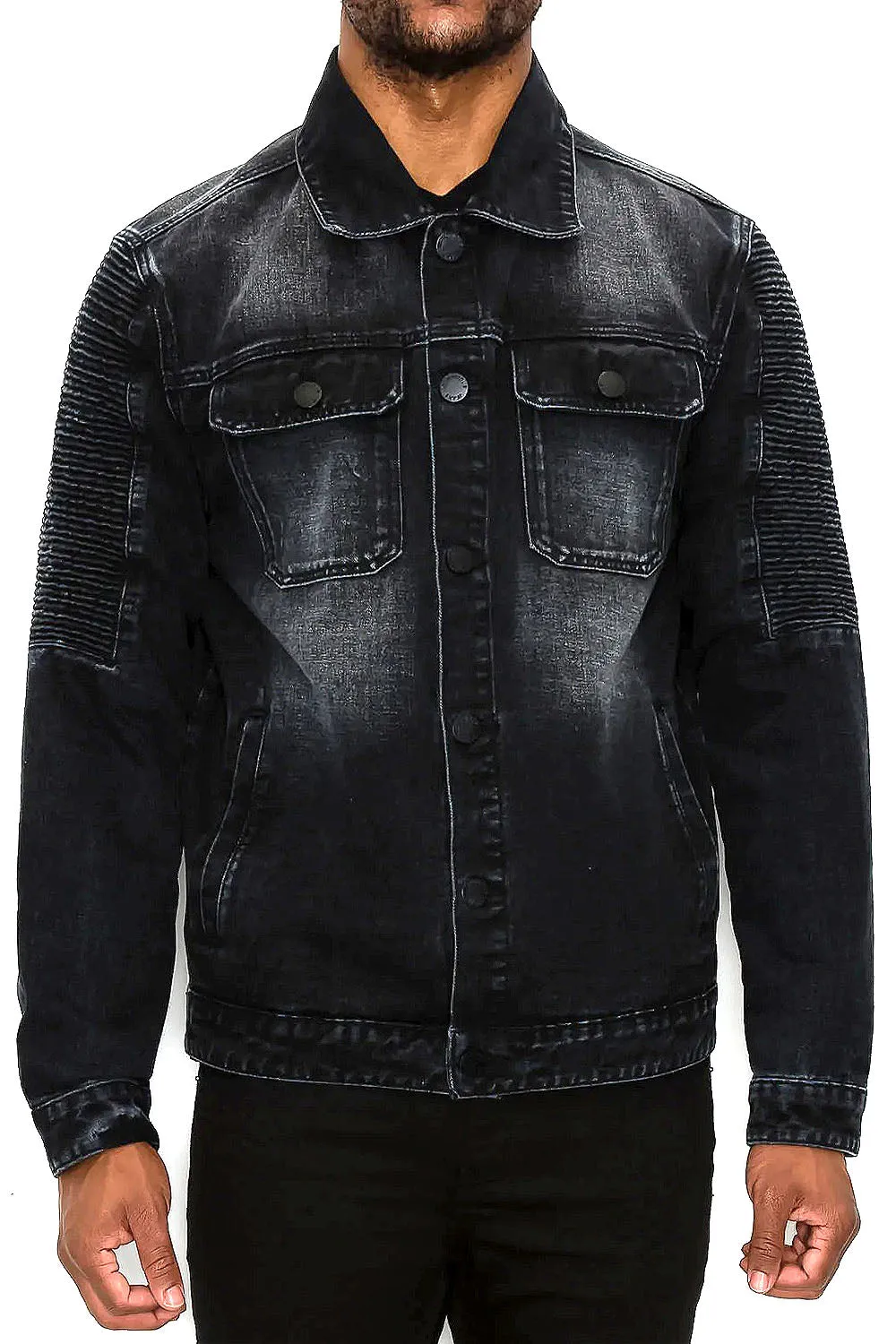 Biker Washed Denim Jacket