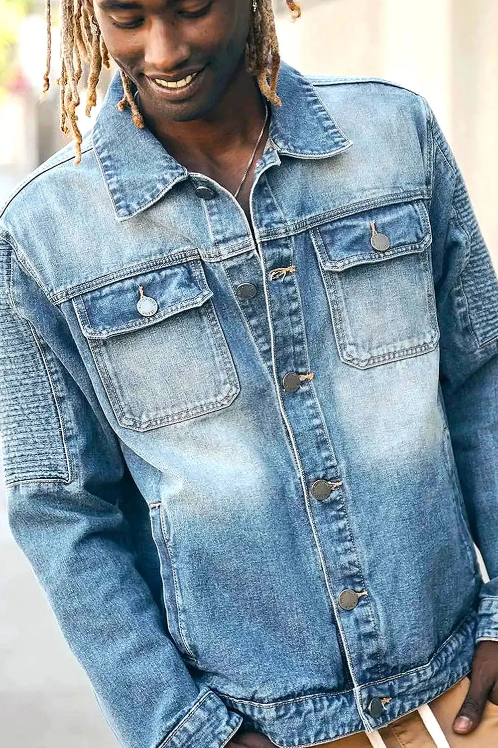 Biker Washed Denim Jacket