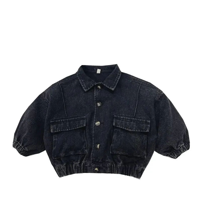 Black Pocket Denim Jacket