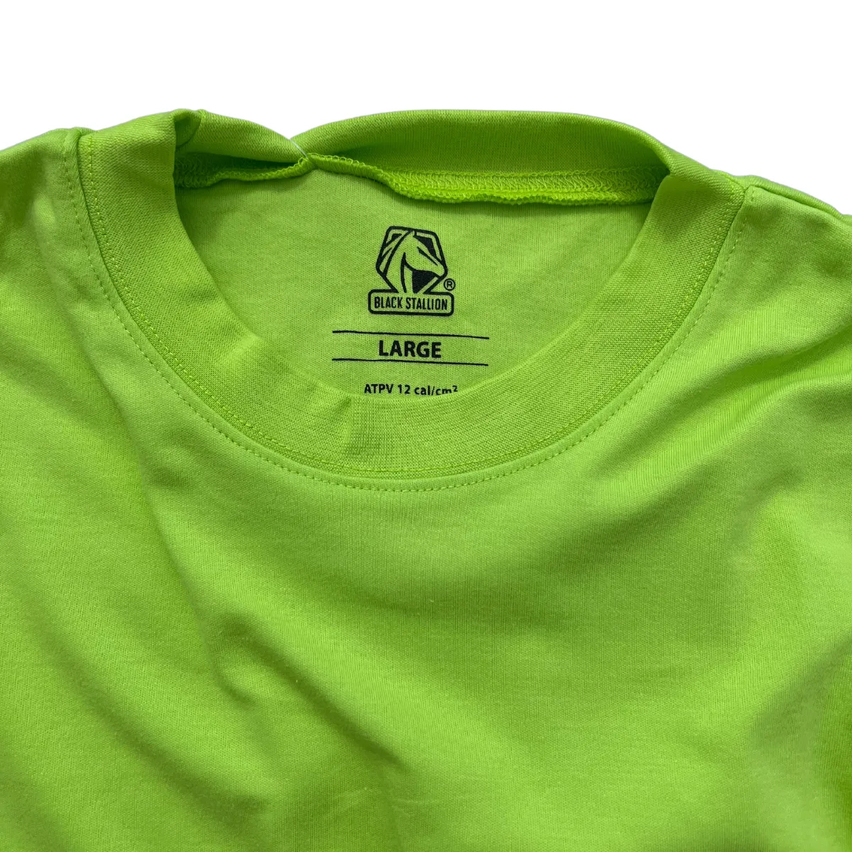 Black Stallion FR Cotton 7 oz Knit Long-Sleeve T-Shirt, Safety Lime - TF2510-LM