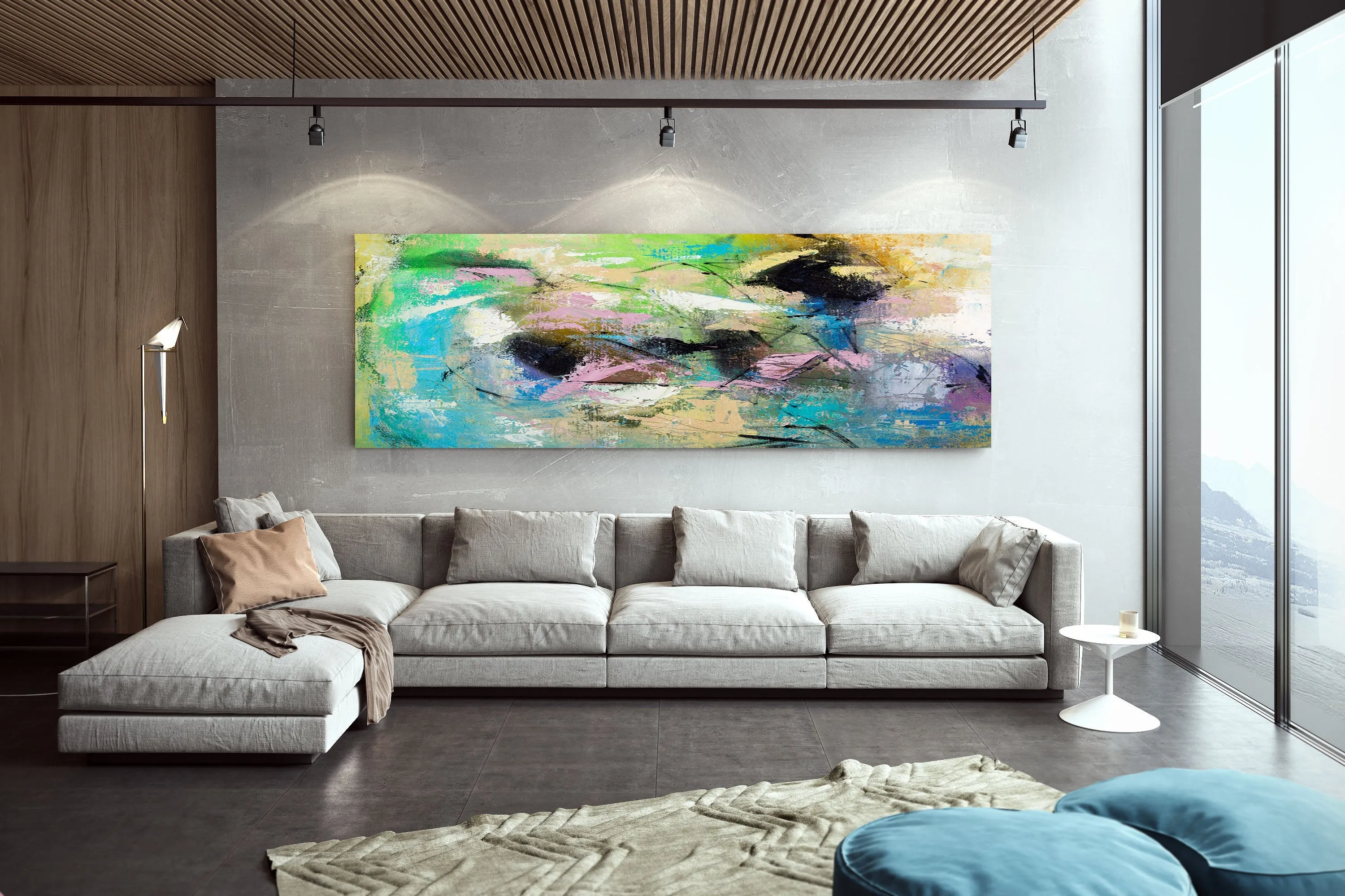 Blue Green Purple Large Abstract Art Modern Painting Custom Art DP032