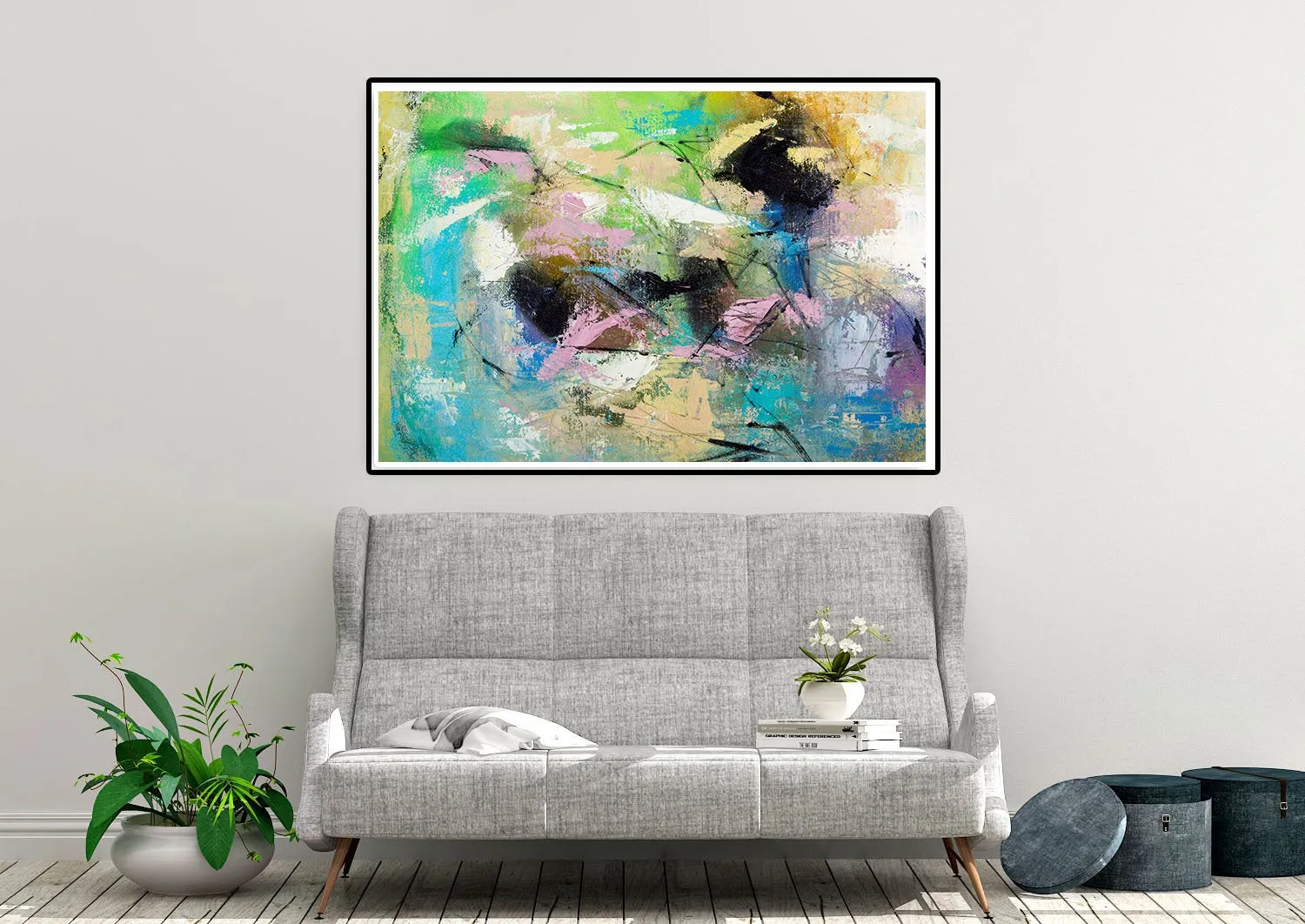 Blue Green Purple Large Abstract Art Modern Painting Custom Art DP032