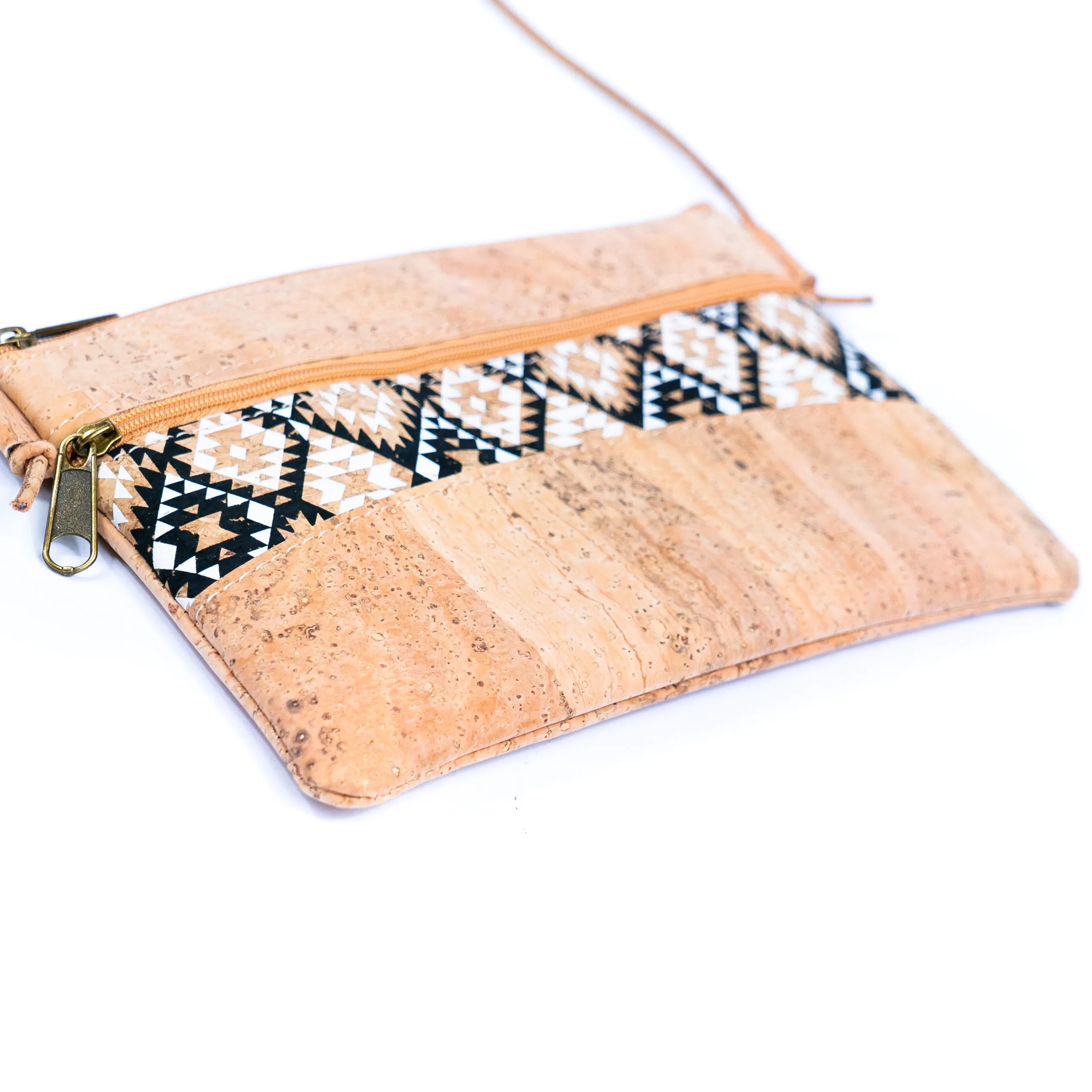 Boho-Chic Cork Cell Phone Pouch with Geometric Accents BAGP-260 (5units）