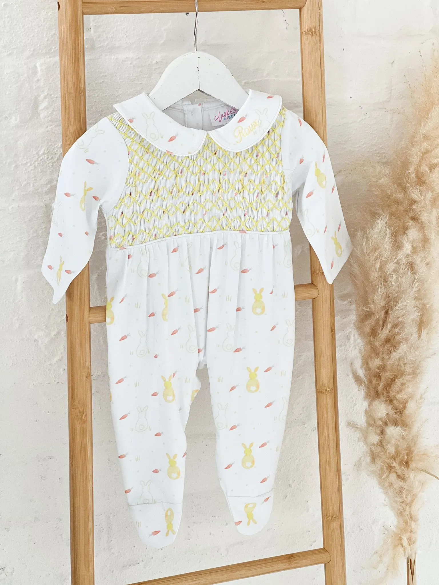 Boys Lemon Bunny Print Baby Grow