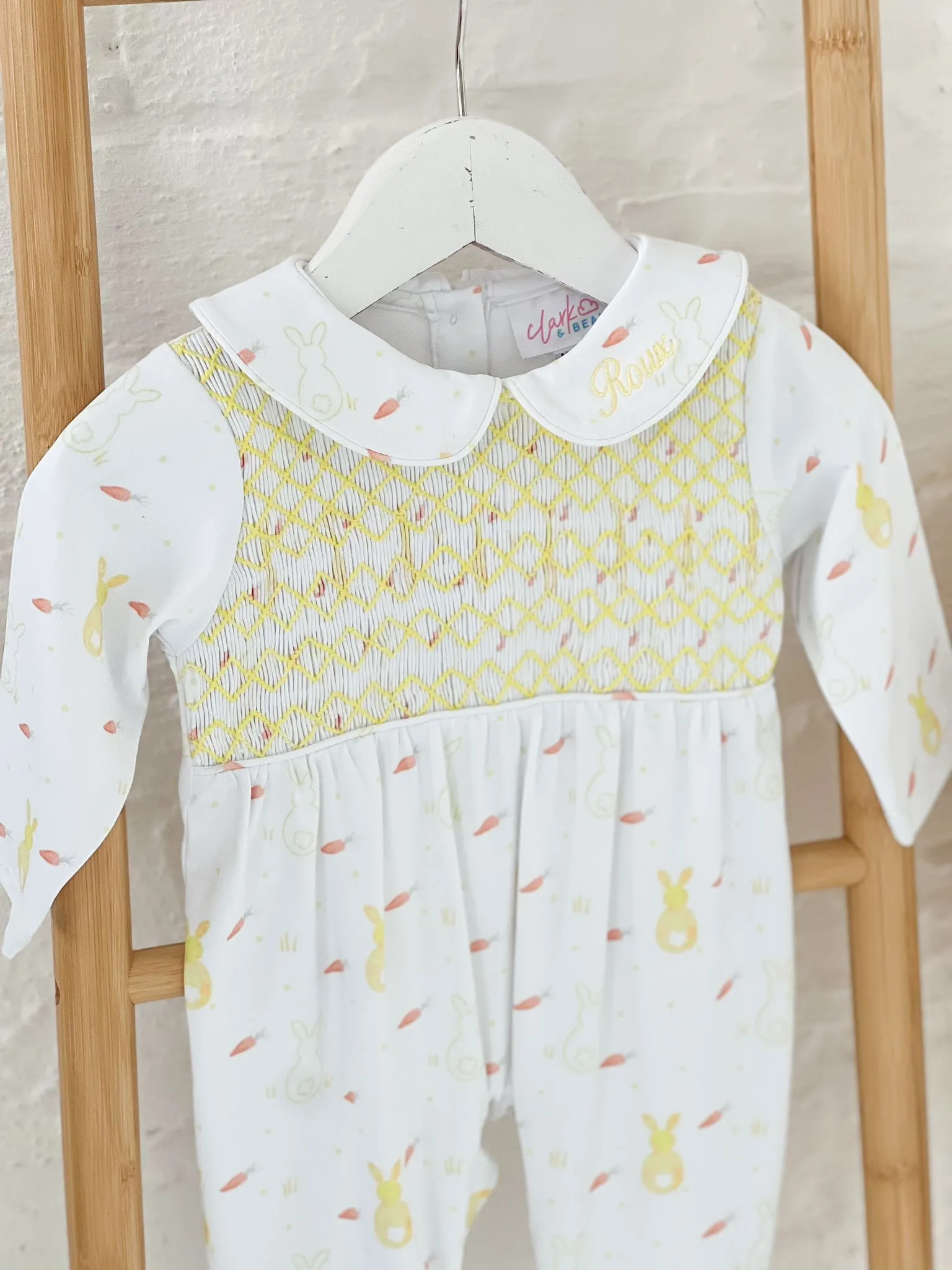 Boys Lemon Bunny Print Baby Grow