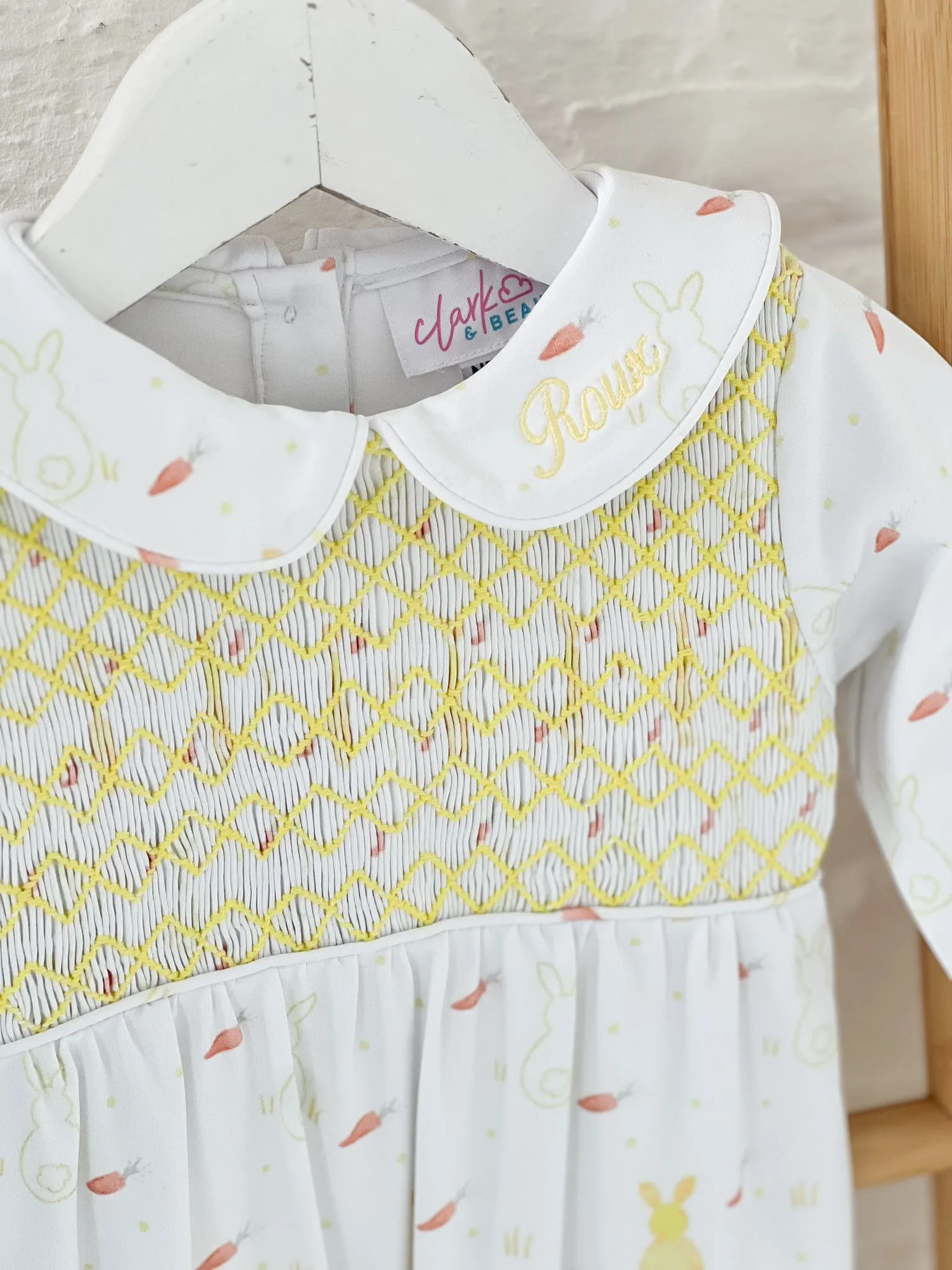 Boys Lemon Bunny Print Baby Grow