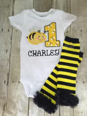 Bumblebee Birthday outfit legwarmers and  Shirt or bodysuit Any age