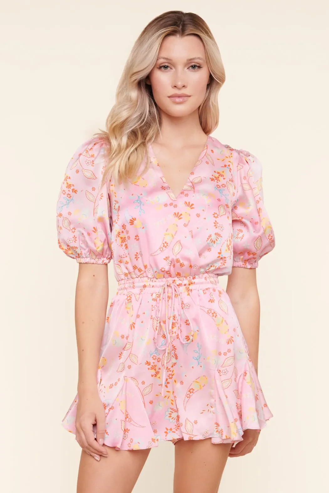 Cayla Paisley Puff Sleeve Romper