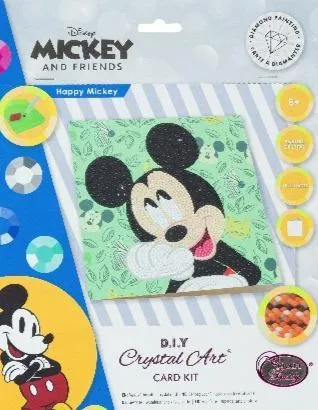 CCK-DNY805: Happy Mickey, 18x18cm Crystal Art Card