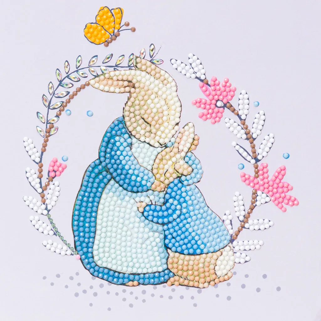 CCK-PRBT05: Peter & Mrs Josephine Rabbit 18x18cm Crystal Art Card