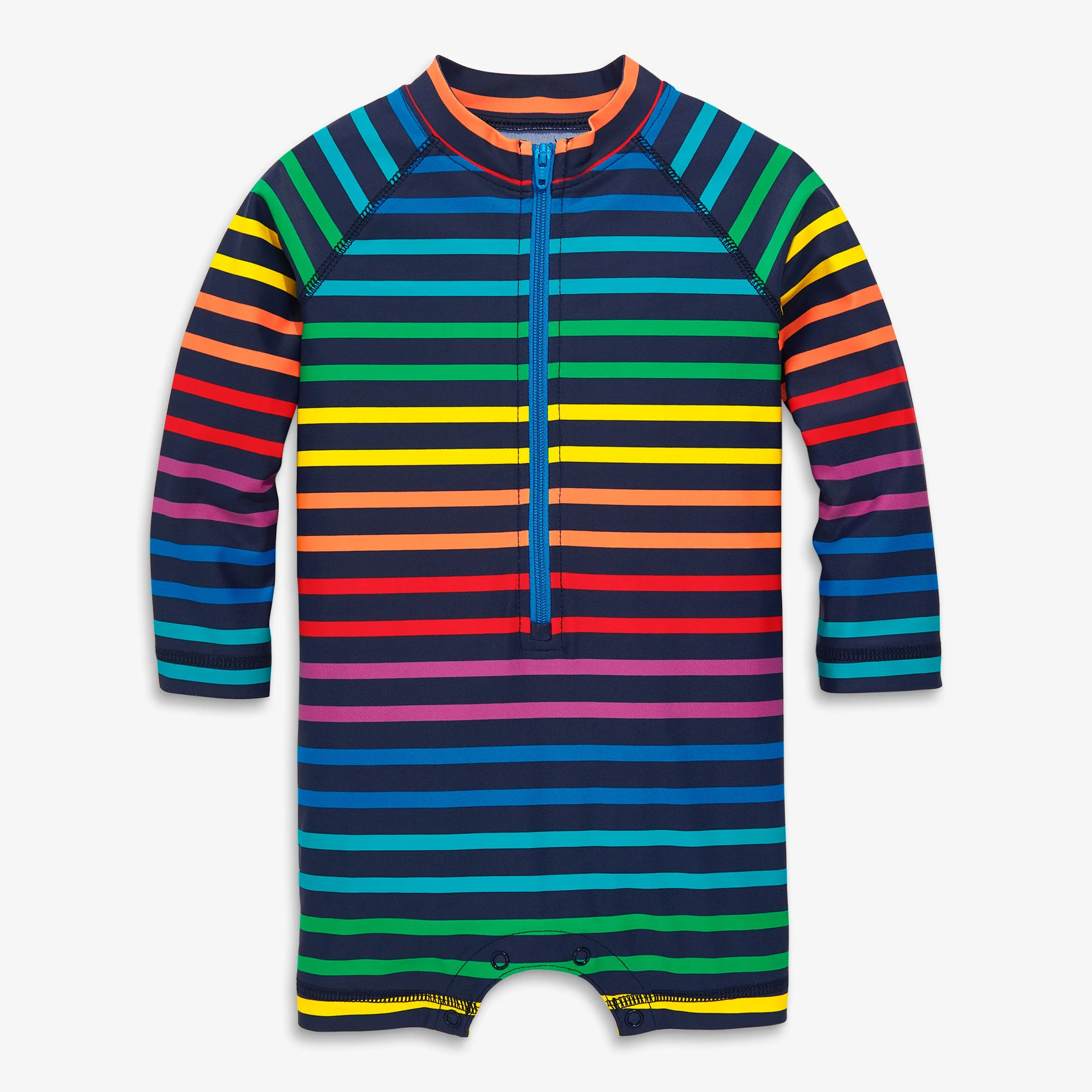 Clearance baby one-piece rash guard in double rainbow stripe