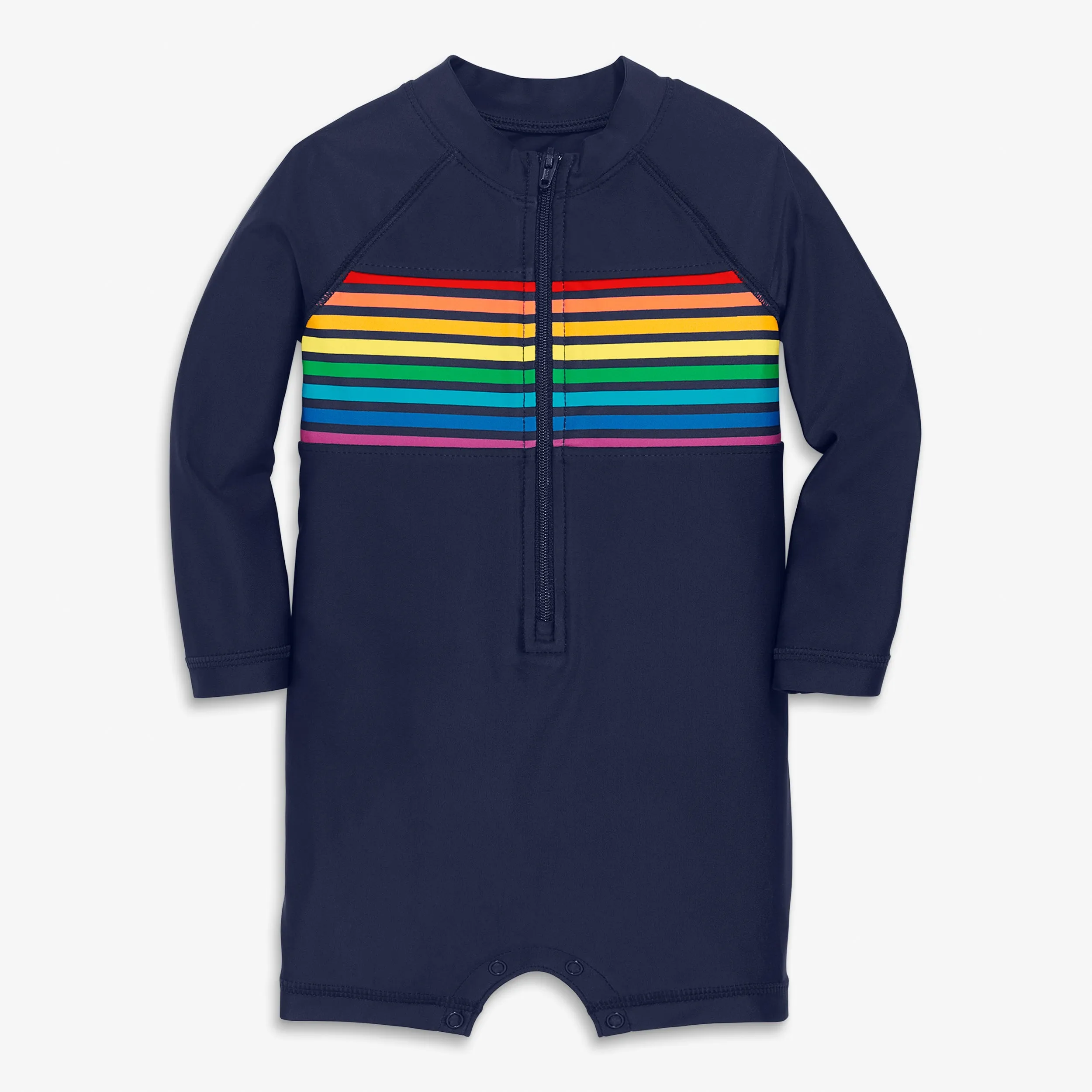 Clearance baby one-piece rash guard in rainbow placed stripe