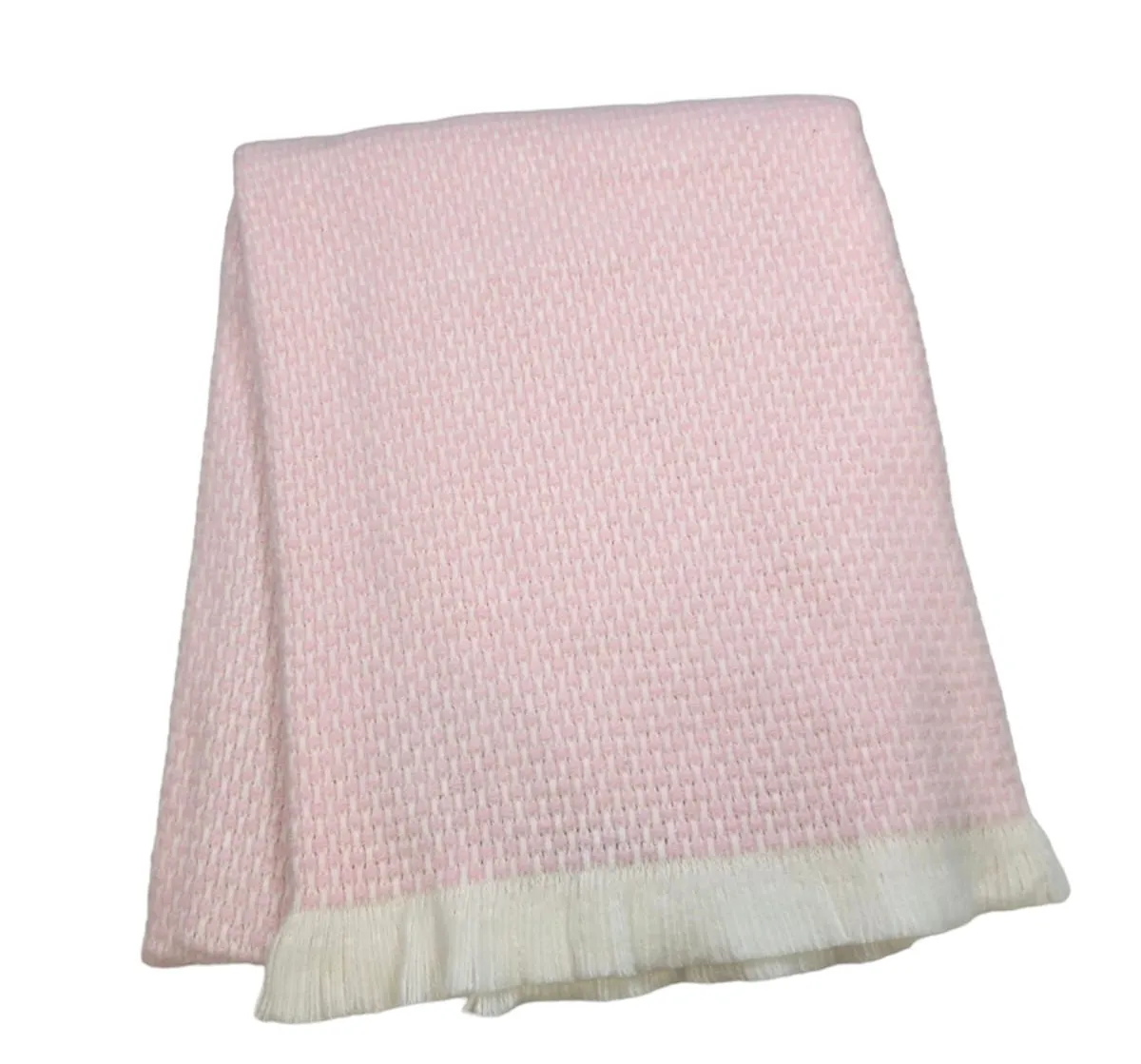 Cotton Blend Fringed Grain of Rice Baby Blanket