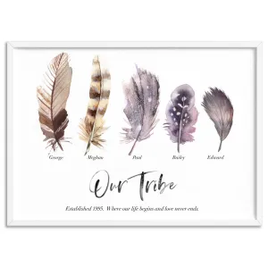 Custom Tribe / Family / Grandchildren Feathers  - Art Print