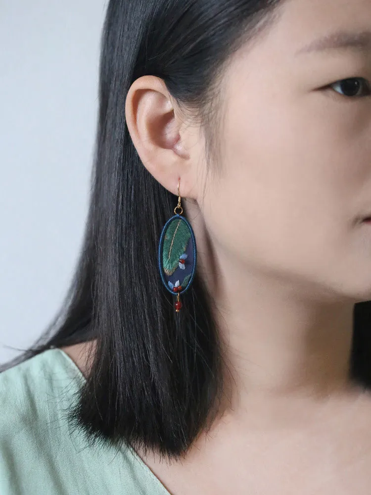 Double-sided Embroidery Diy Earrings (Including DIY materials)