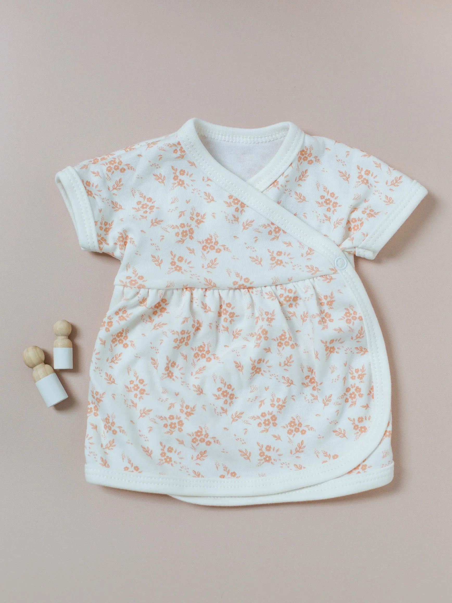 Dress, Apricot Floral, Premium 100% Organic Cotton