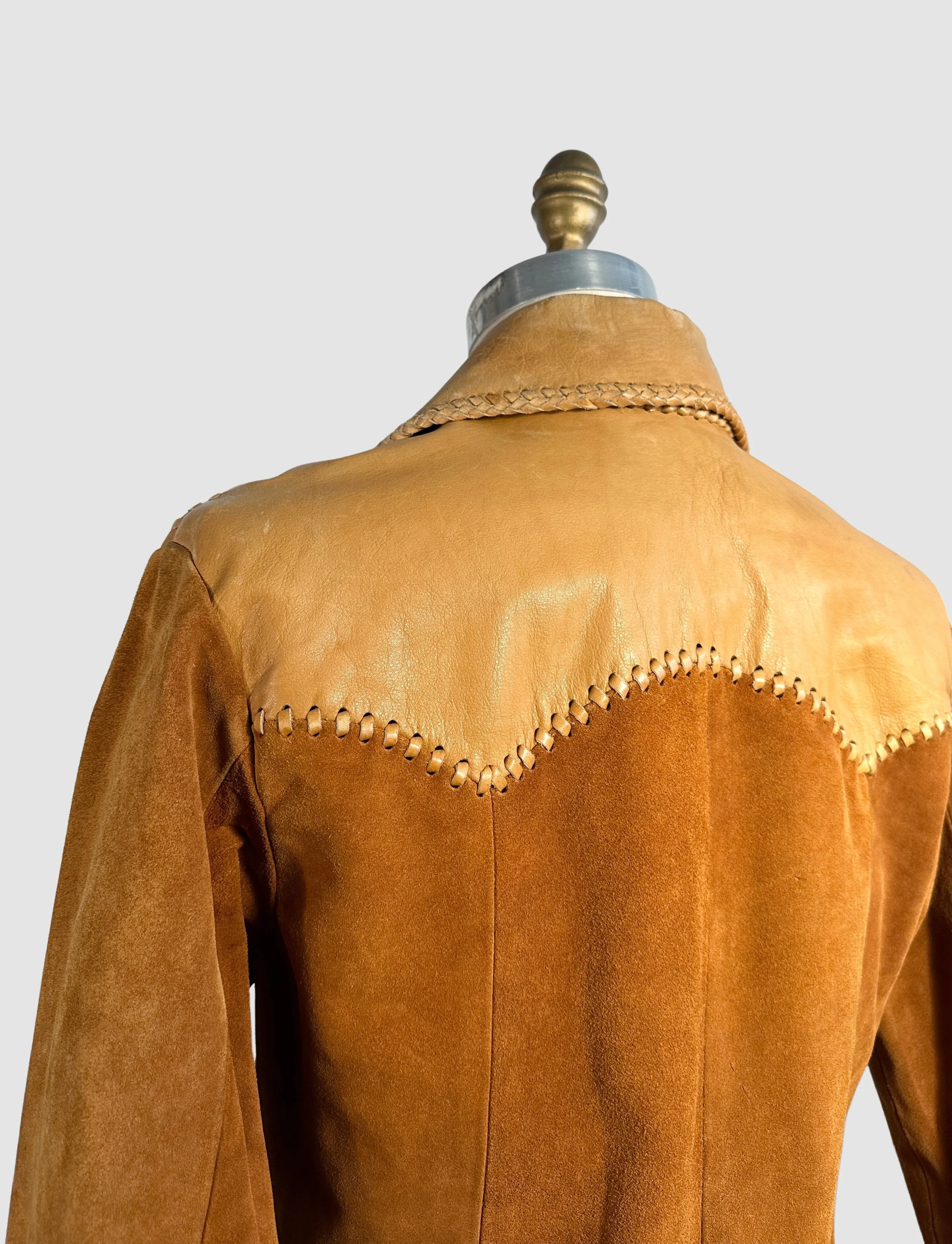 Vintage 70s Earthways Leather & Suede Boho Hippie Jacket - Medium Size, Retro Style