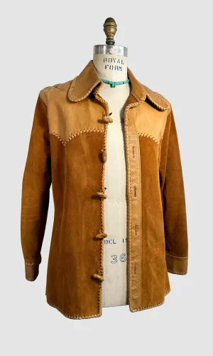 Vintage 70s Earthways Leather & Suede Boho Hippie Jacket - Medium Size, Retro Style