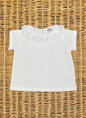 Embroidered ruffle collar Girly T-shirt